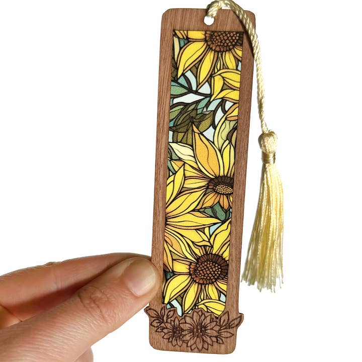 Sunflower Floral Bookmark with Tassel for wholesale by Art by Sharell