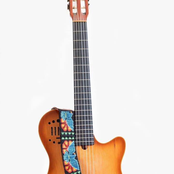 Zappa - Native Beaded Guitar Strap in Bold Blue & Red for wholesale by Mother Sierra