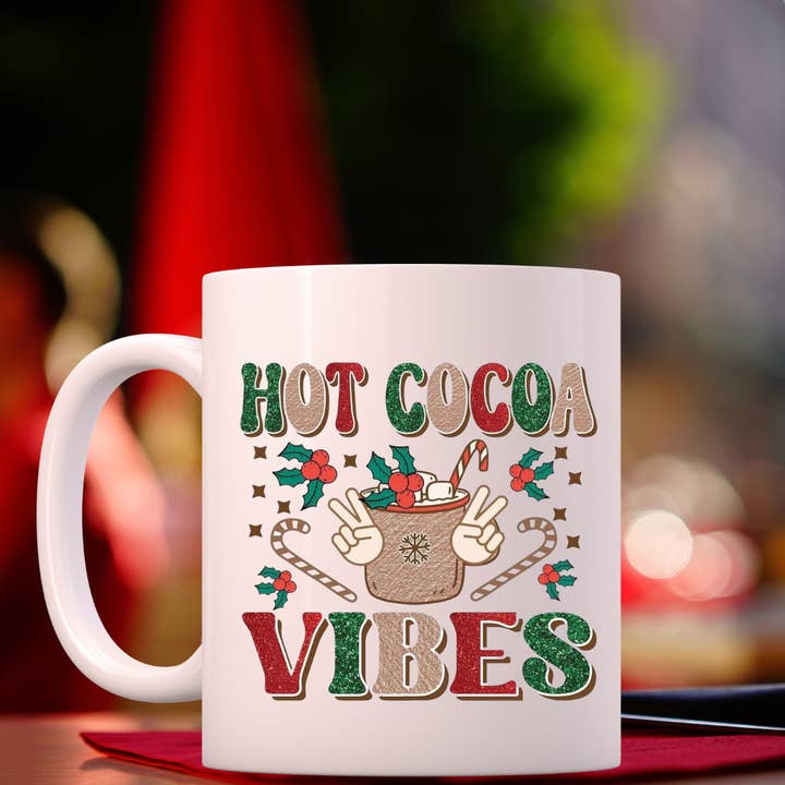 Merry Christmas Coffee Mug Hot Cocoa Vibes Christmas Holiday for wholesale by Dazzle Design Diva