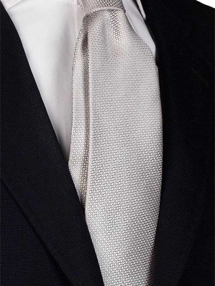 Silver Gray Silk Ceremony Tie Tone on Tone Pattern CY5885 for wholesale by Graffeo Cravatte