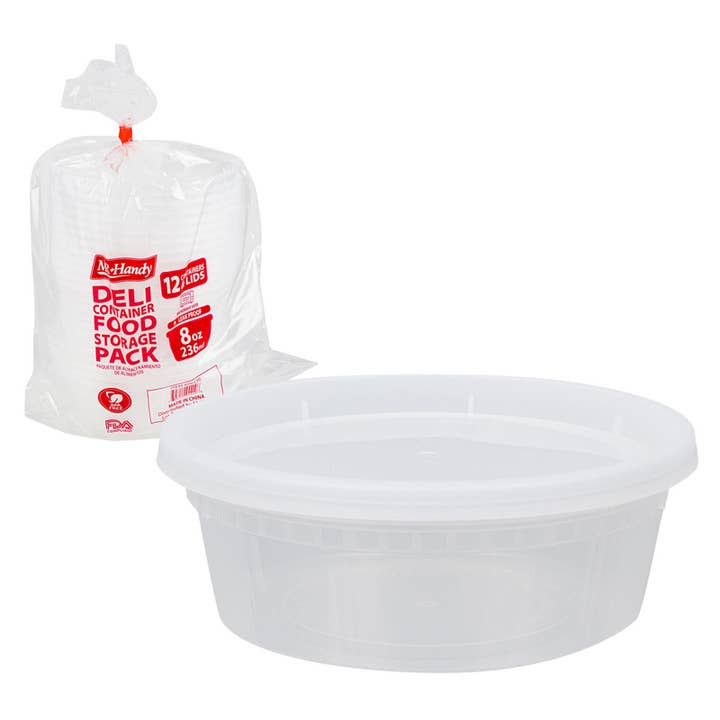 8oz Deli-behållare för livsmedelsförvaring - 12 behållare och lock för wholesale av Deluxe Import Trading