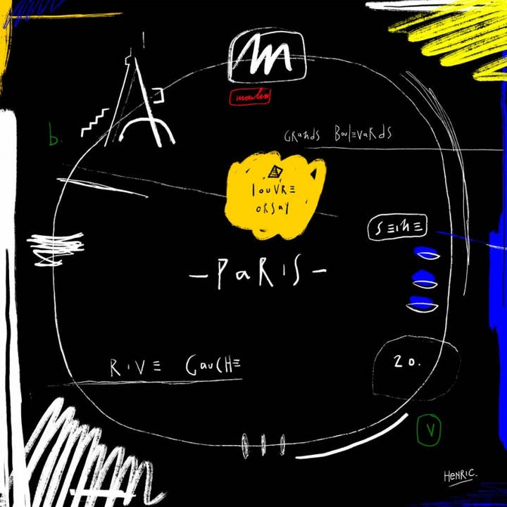 Fine Art Print - “Map of Paris” - Jean-Philippe Henric for wholesale by Atelier Contemporain