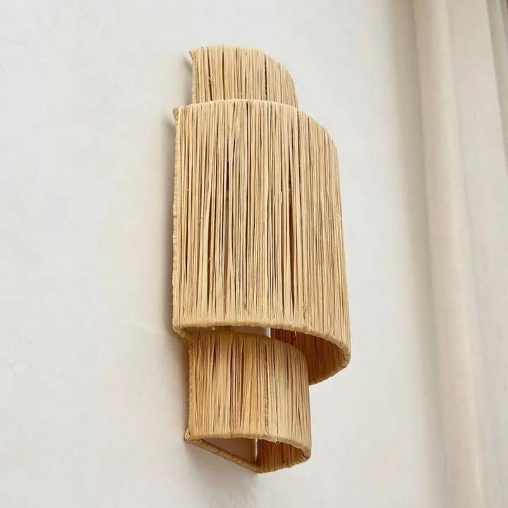 Handgeweven raffia wandkandelaar voor wholesale door HandHappiness