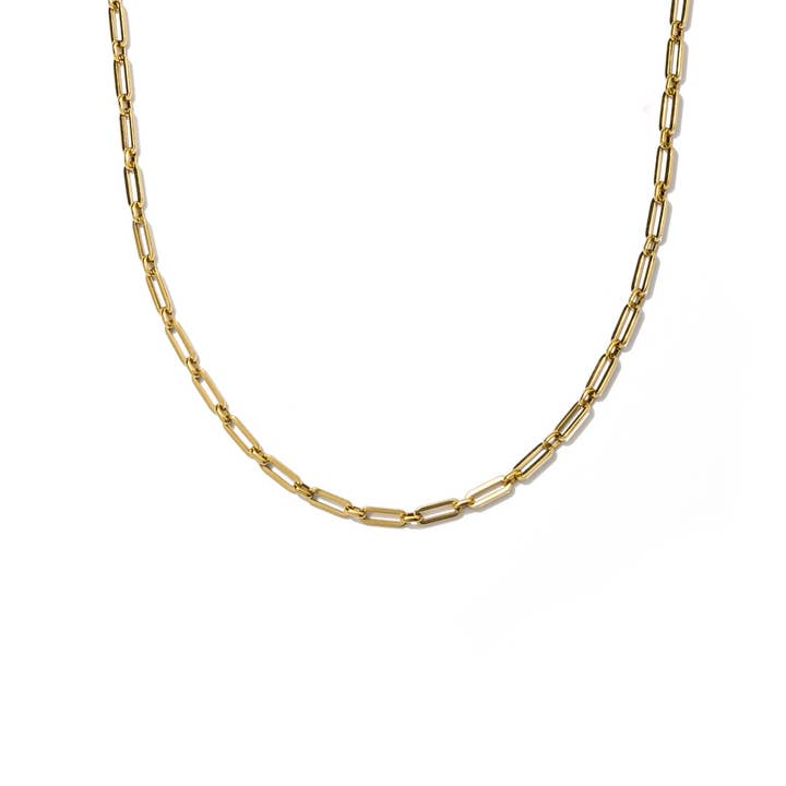 Waterproof Gold Paperclip Chain Necklace for wholesale by Brenda Grands Jewelry