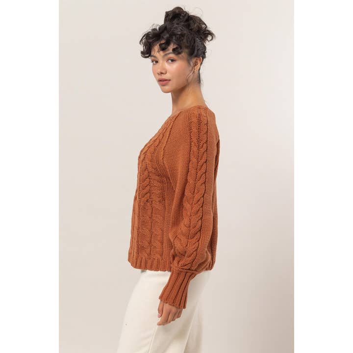 HYFVE - Wholesale Knit Sweater - Women's - DZ24F201-Cable Knit Pattern Sweater