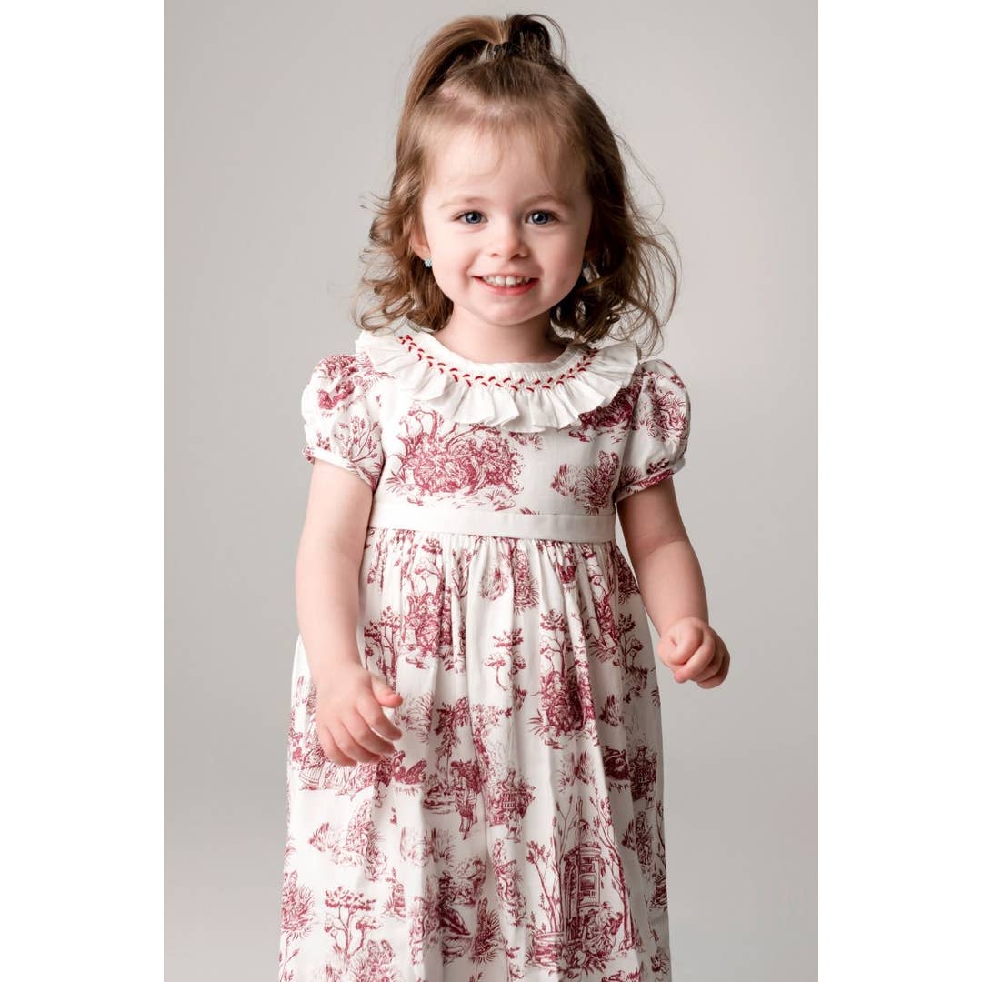 Annafie London Ltd - Vente Robe – enfant - Robe smockée Philippine bordeaux6