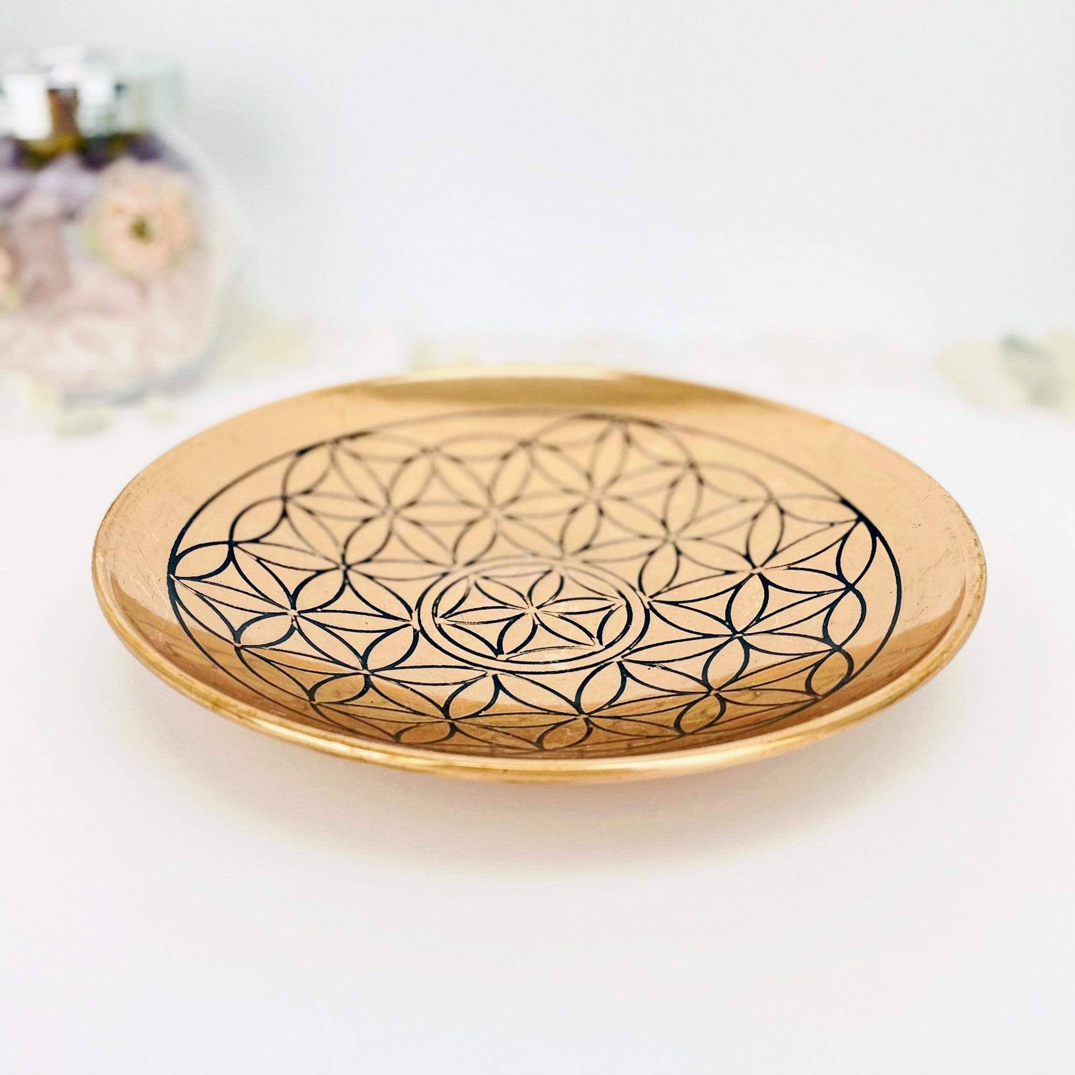 Rock Paradise - Wholesale Decorative Plate/Dish/Bowl - Crystal Copper Flower Of Life Grid offering bowl - (RK15-17)2