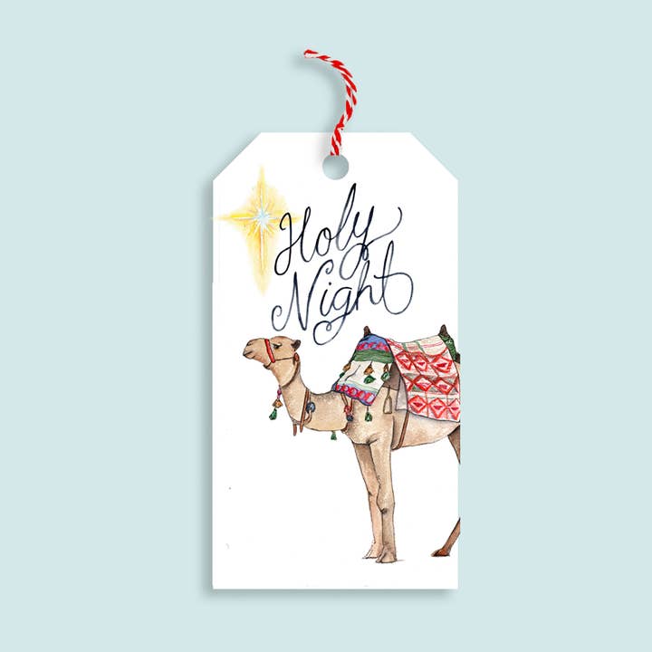Camel Christmas Gift Tags - Set of 6 for wholesale by Grace Langdon Art