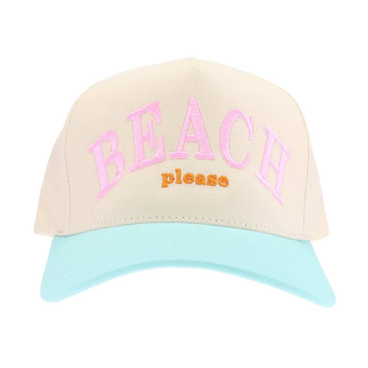 Beach Please Embroidered Trucker Hat for wholesale by Stitch Your Style