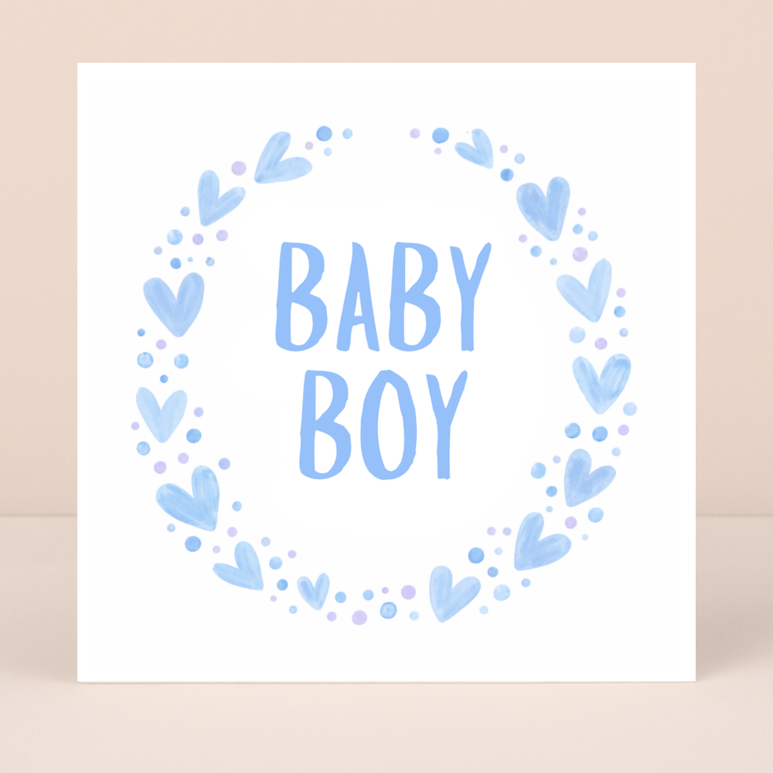 Petimo – wholesale Baby card – Baby Boy Blue Heart Wreath New Baby Card1