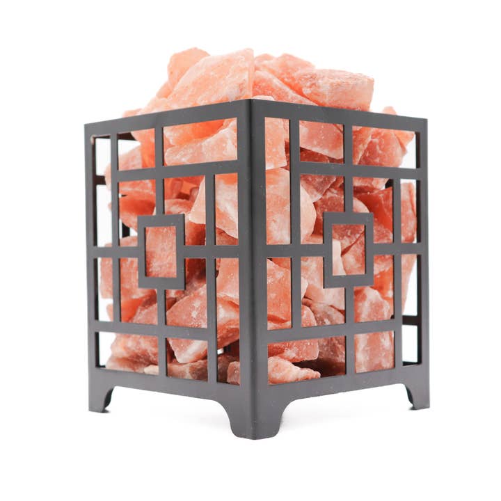 Himalayan Secrets - Wholesale Accent/Desk Lamp - Himalayan Salt Square Basket Lamp