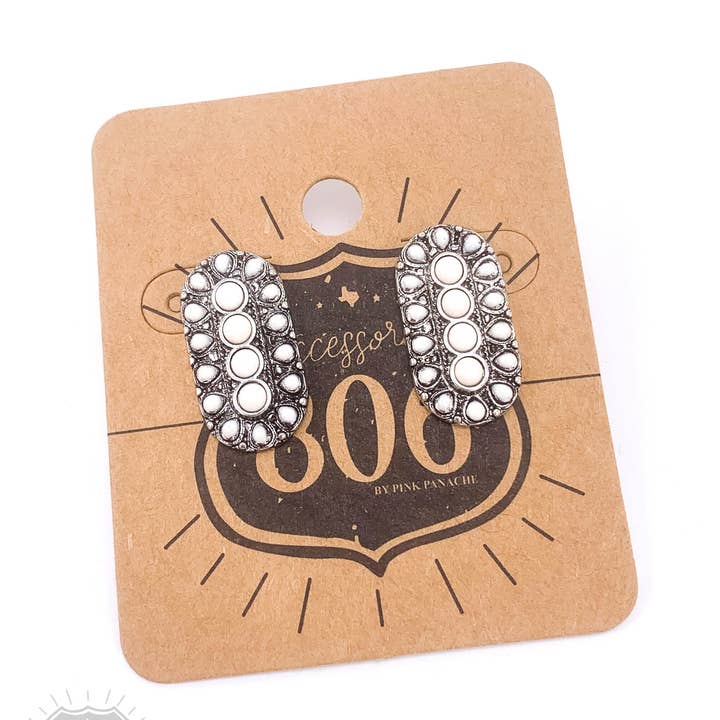 Pink Panache Brands - Wholesale Stud/Post Earrings - Stone oval post earring