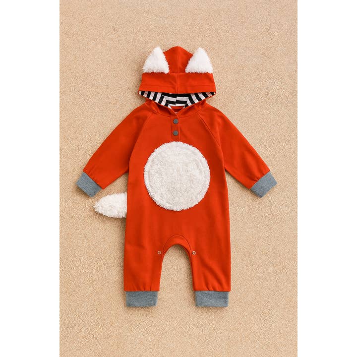 Fennco Styles - Wholesale Costume - Baby - Orange White Fox Hooded Baby Costume Romper