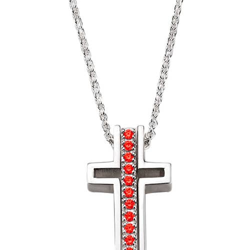 Trinity Cross – Großhandel Kette mit Anhänger/Charm – Halskette LOVE - Rote Hyazinthe