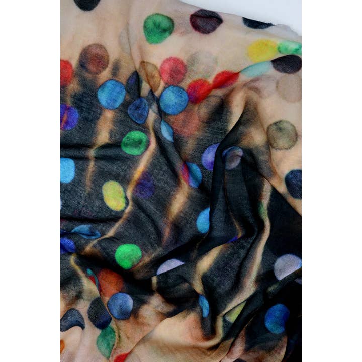 SALTO - Vendita all'ingrosso Sciarpa - Donna - Sciarpa donna in lana merino con motivo a pois, nero e naturale1