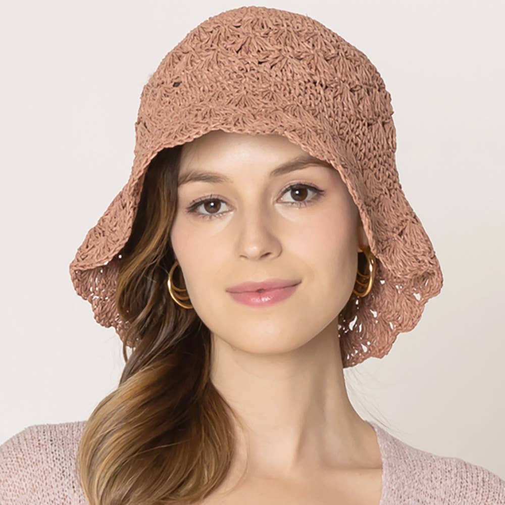 Sensibling Corp. - Wholesale Bucket Hat - Women's - Crochet Straw Bucket Hat
4