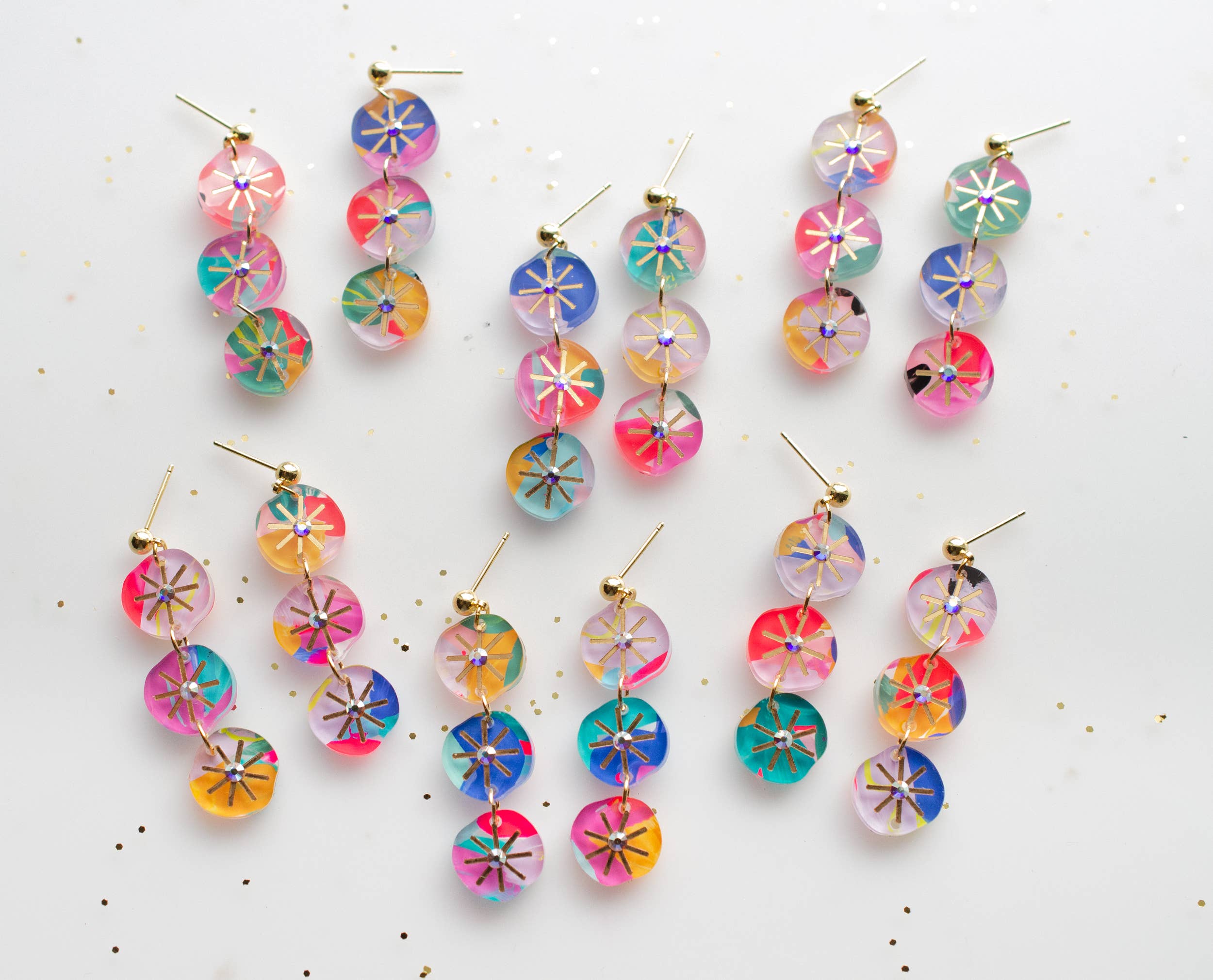 Jill Makes - Wholesale Dangle Earrings - Handpainted Colorful Abstract Dangle Earrings1