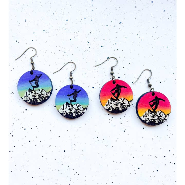 Ak Daisy Chain – Engroshandel Hængeøreringe og creoløreringe – Snowboard & Ski Sunset træøreringe, Pioneer Peak Alaska