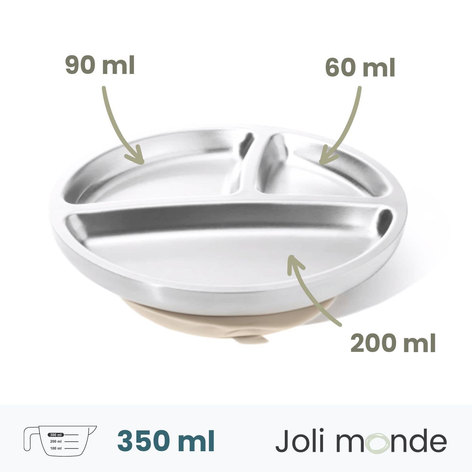 Joli Monde - Wholesale Dinner Plate - Kids & Baby - Stainless steel plate with silicone suction cup - Sand4