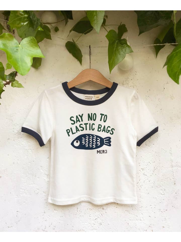 French Poésie – wholesale T-shirt med screentryck – Barn – Säg nej till plastpåsar T-shirt