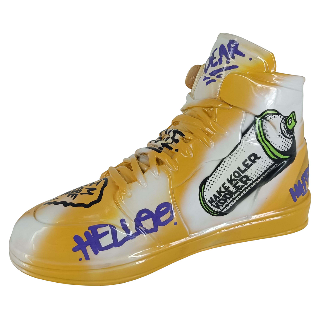 JULIARTE – wholesale Dekorativ statyett – Sapatilha Banana Rock - handmålad konstfigur0