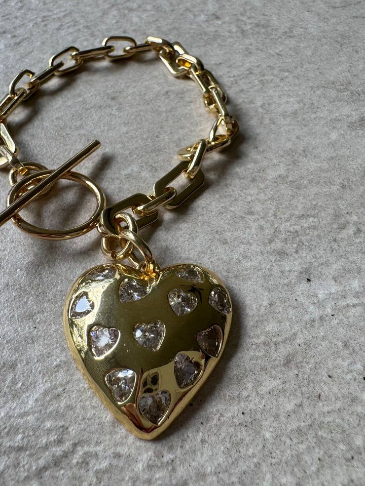 Golden Love Heart Bracelet for wholesale by Loulu Designs