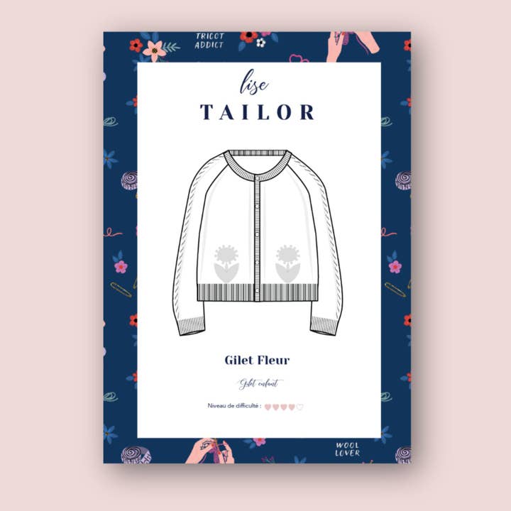 Knitting Pattern - Child's Cardigan Flower for wholesale by Lise Tailor