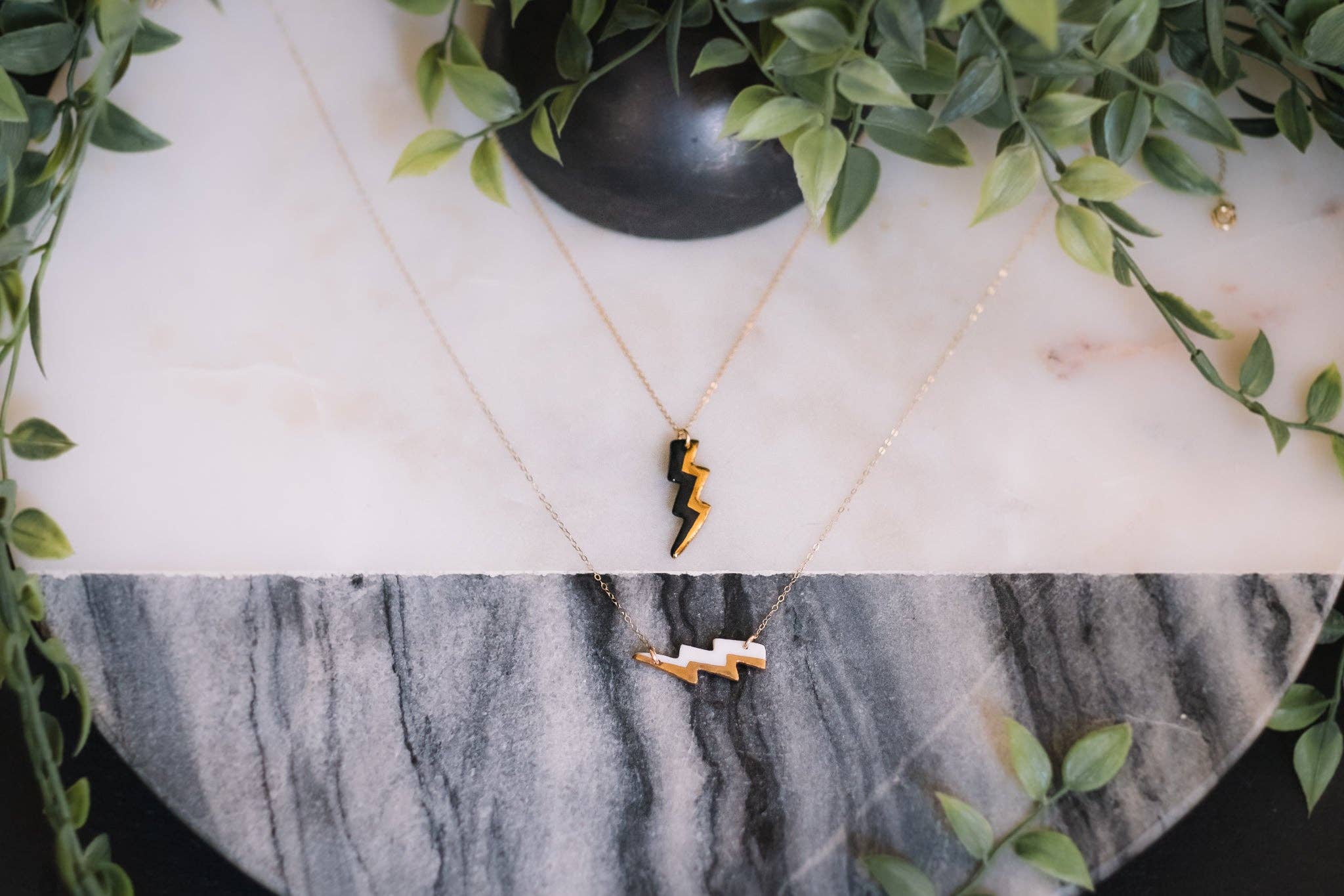 Remnant Studios - Wholesale Pendant/Charm Necklace - the lizzy - lightning bolt necklace with gold accent1