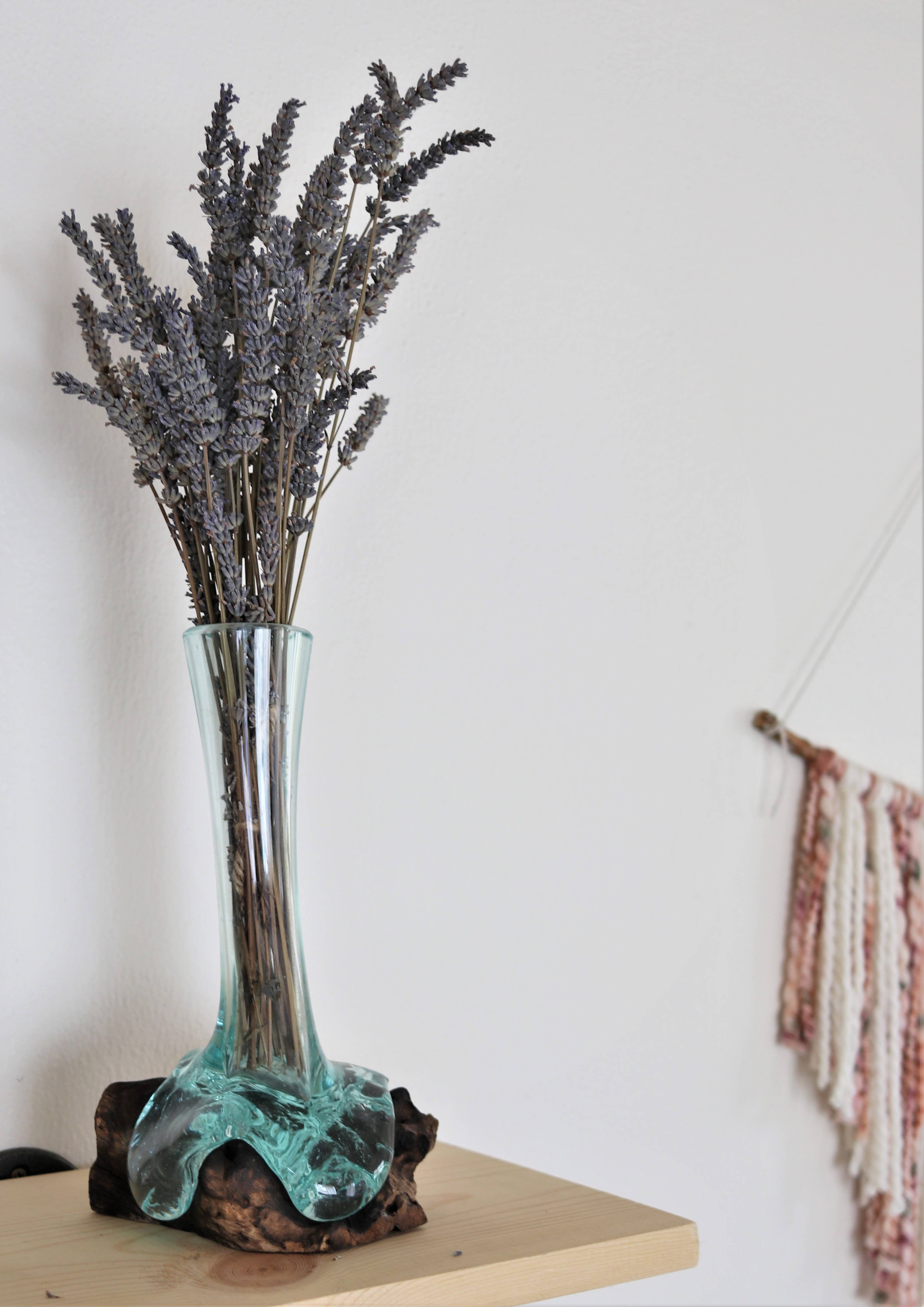 Cohasset Gifts - Wholesale Vaas - Skinny vaas van gesmolten glas en hout - ongeveer 10" hoog1