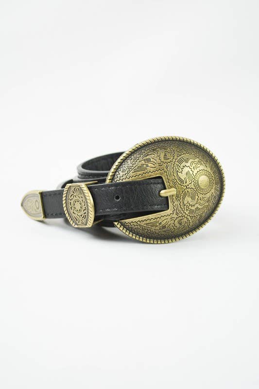 Leto Accessories - Wholesale Belt - Women's - Bestseller! - Oval Embossed Vintage Buckle Belt 🤠0