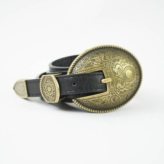 Leto Accessories - Wholesale Belt - Women's - Bestseller! - Oval Embossed Vintage Buckle Belt ðŸ¤