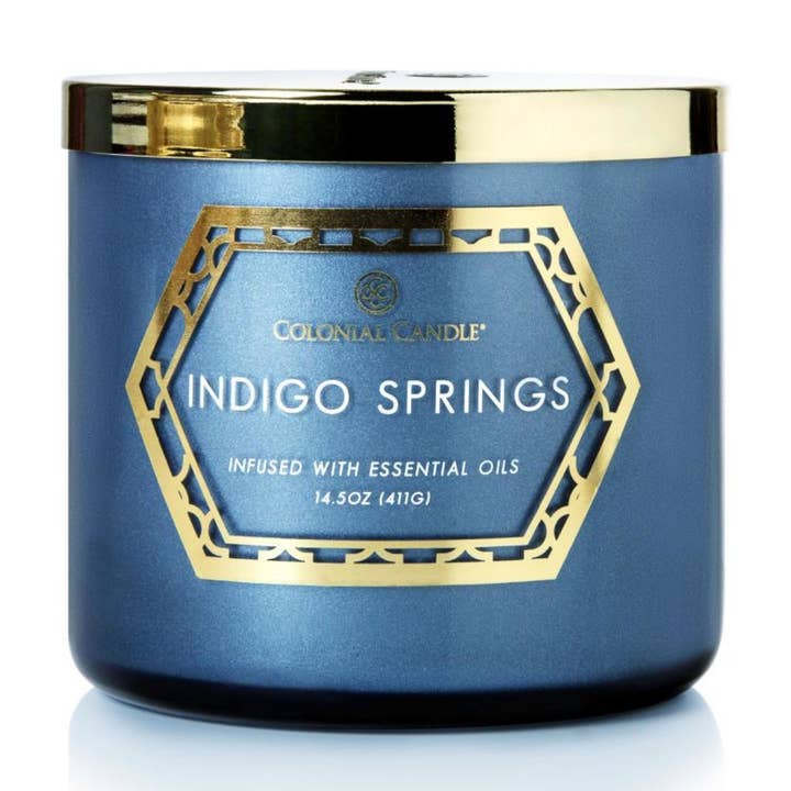 Indigo Springs 411G vela perfumada por atacado de Colonial Candle DE