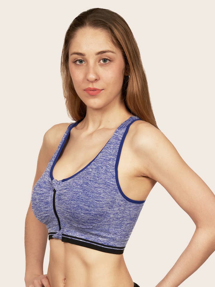 Isadora Women's Removable Padded Zipper Racer Back Sports Br for wholesale by Isadora, Tipi toe, & James Fiallo