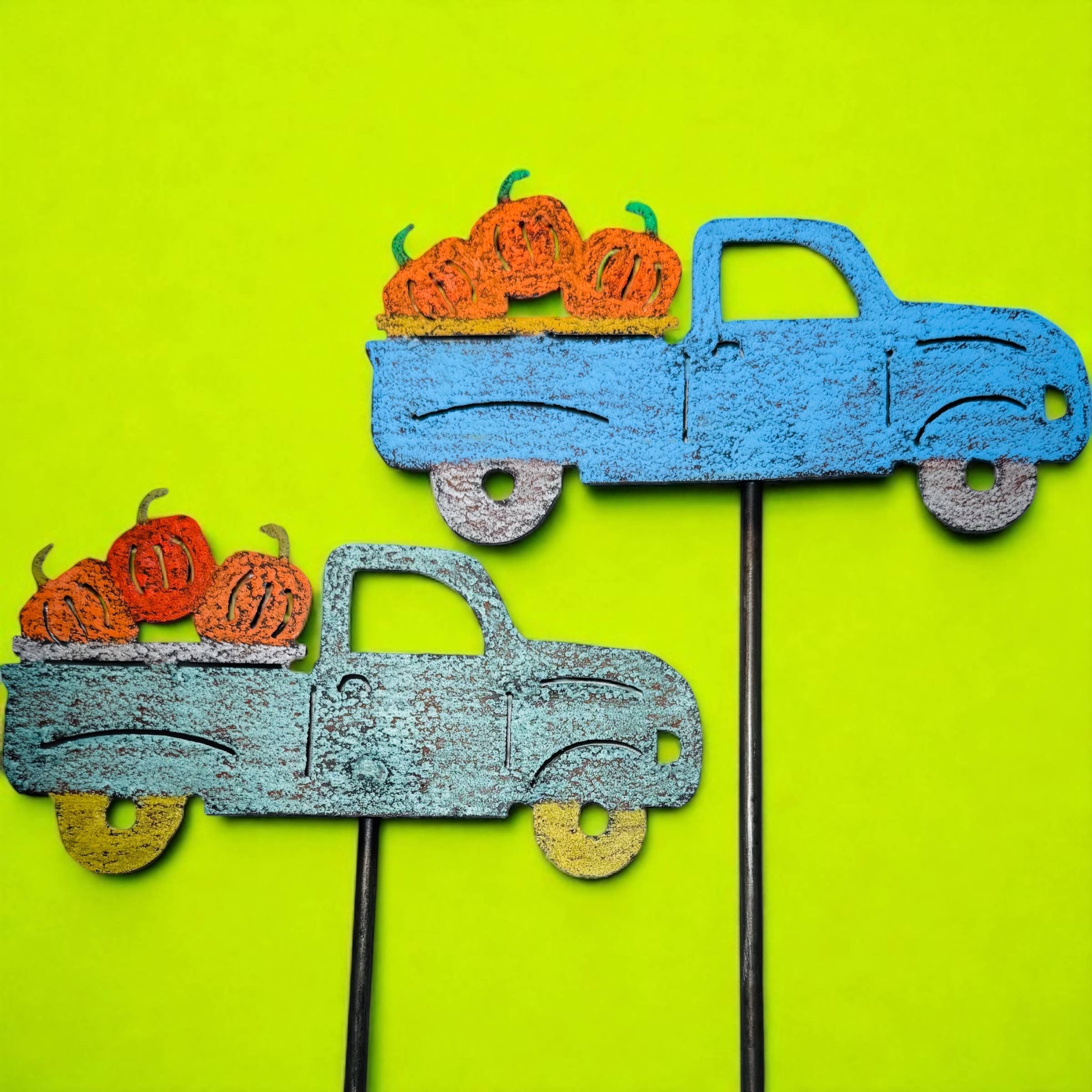 Whimsies - Vendita all'ingrosso Paletti da giardino/prato - Vintage camioncino zucche Fall garden palo Halloween7