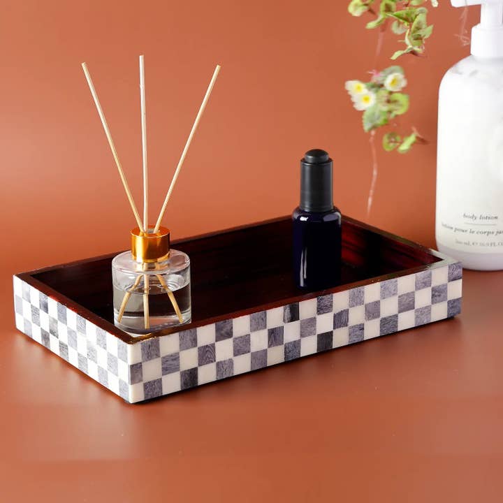 Tabuleiro de Vaidade - Coleção Artesanal Parlour Axadrezada 10x6 por atacado de Handicrafts Home