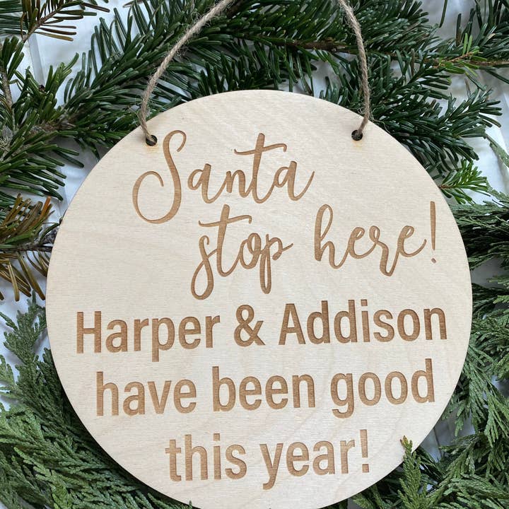 Santa Stop Here Door Hanger for wholesale by Roaming Druggist Shop