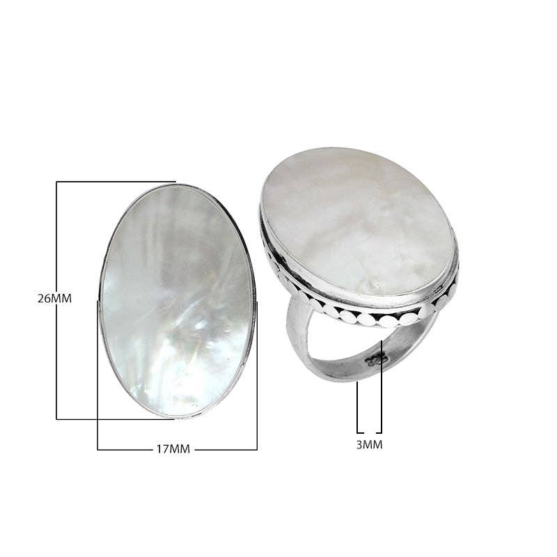 Bali Designs - Wholesale Cocktail/gelegenheidsring - AR-6213-MOP Groothandel Sterling Zilver Exquise Gedurfde Ovale Designer Ring Met Parelmoer2