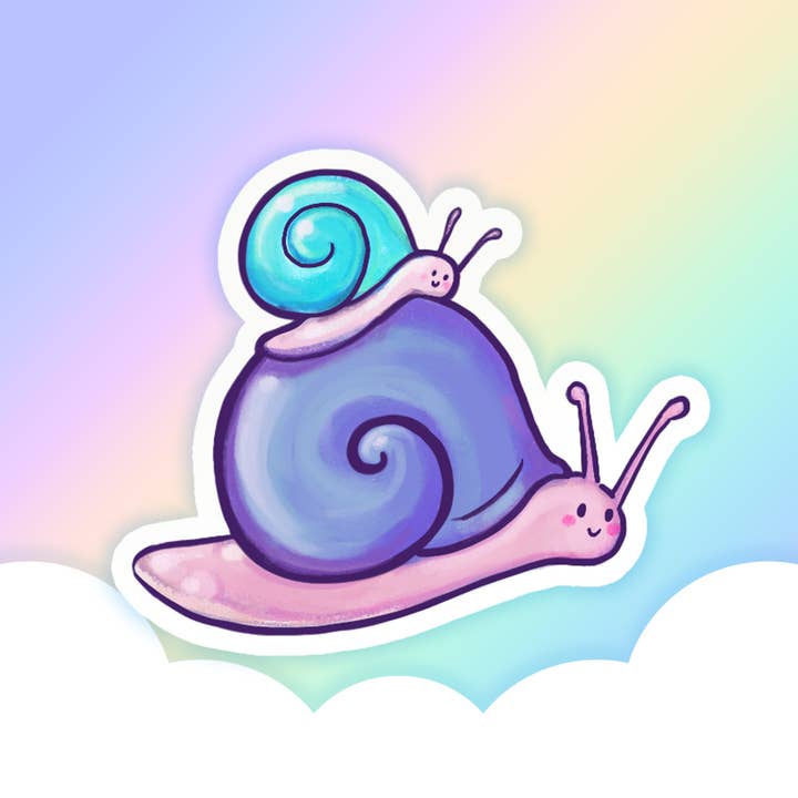 Big Snail and Baby Snail Waterproof Vinyl Sticker | Nature stickers | Pastel stickers | Kawaii stickers for wholesale by Prismatic Paper Co.