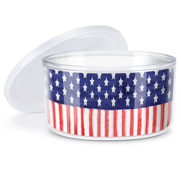 Insulated Plastic Travel Bowl w/ Lid 22 Oz.-Patriotic Flag for wholesale by Conimar Promotions