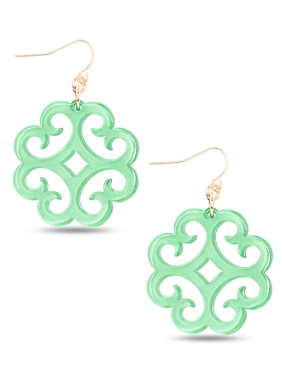 ZENZII Jewelry - Wholesale Hangende/ronde oorbellen - Circular Wave Pattern Resin Drop Earring2