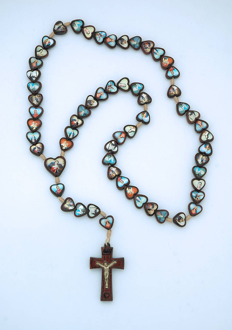 Contreras Designs – wholesale Bönehalsband – B051ST - Andlig brasiliansk rosenkrans med hjärtan i trä0