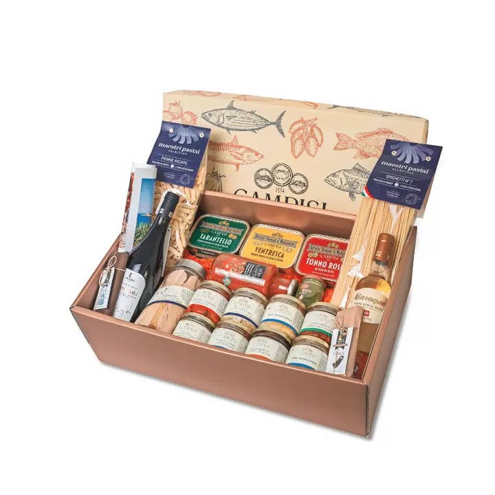 The Sicily Essence - Wholesale Gift Bag Set/Pack - Gold Gift Basket 4 with 18 Sicilian products - Hamper 6371