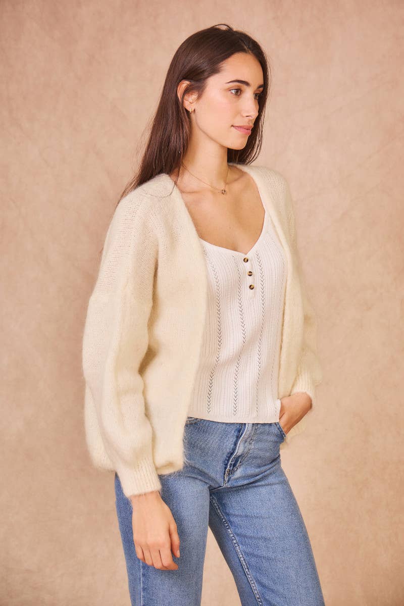 Calie Paris – Großhandel Strickpullover – Damen – Offene Mohair-Mischung Strickjacke12