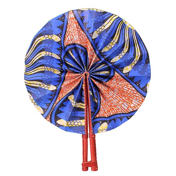 African Bolga Fan : Colorful Cloth Folding Fans (G-273) for wholesale by African Market Baskets