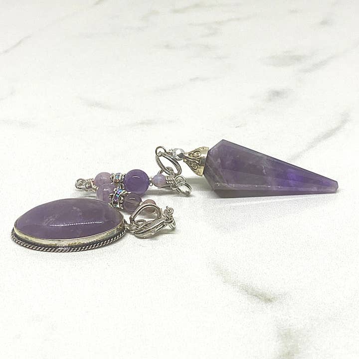 Amethyst and Rhinestone Wearable Pendulum for wholesale by Divining Gifts