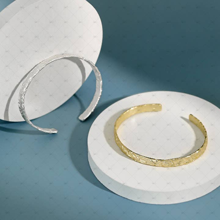 S925 zilveren 18-karaats vergulde armband met aluminiumfolietextuur voor wholesale door Gioiellin - S925 Silver Jewelry