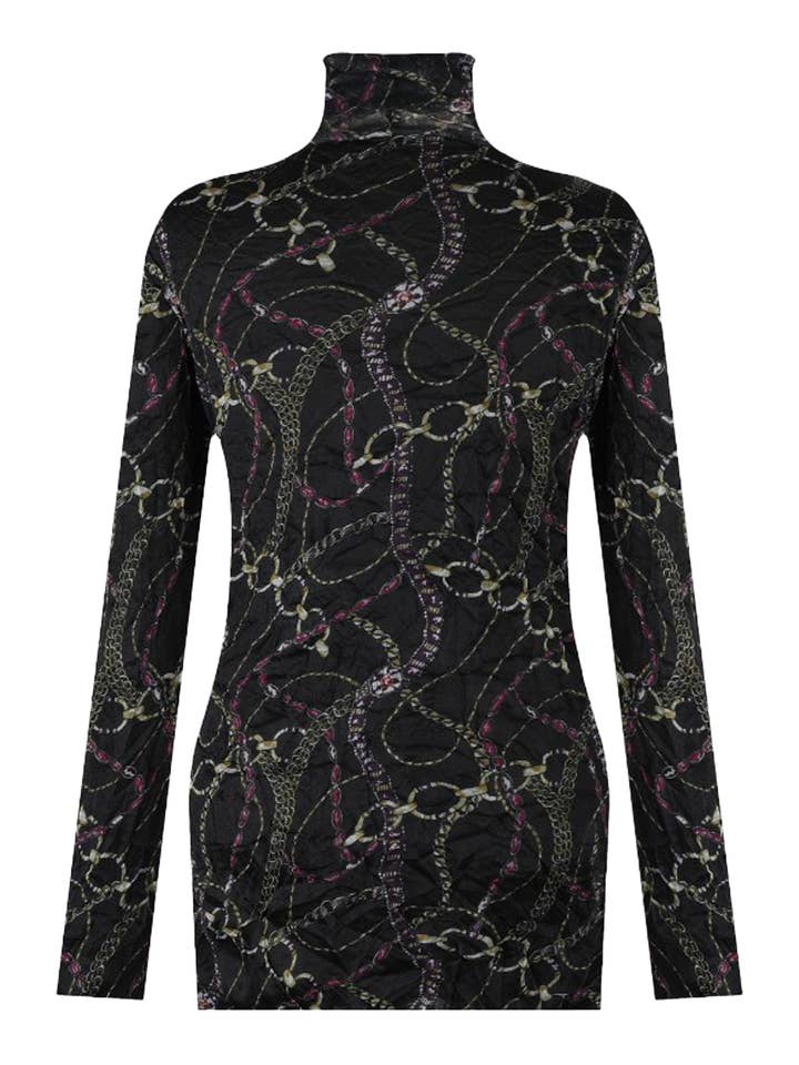 Women's Wrinkle Turtleneck Chain Pattern Sweater One Size for wholesale by Cube Enterprise