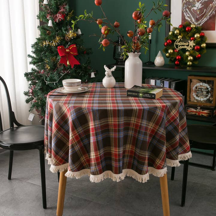 ACCITY - Wholesale Tablecloth - PLAID PATTERN ROUND TABLECLOTH_CWMM00361