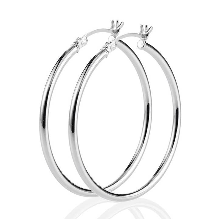 Heartbreaker designd by Drachenfels – wholesale Hoop earrings – Style & Go silver creoles with a diameter of 40 mm0