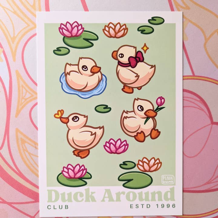 Duck Around Club - A5 Print for wholesale by Pink Brownie